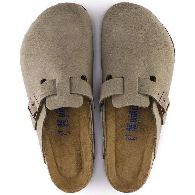 Women's Suede Clogs With Buckle Closure And Rubber Sole