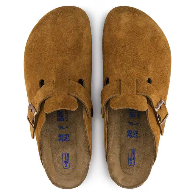 Women's Suede Clogs With Buckle Closure And Rubber Sole